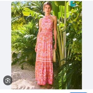NWT Lilly Pulitzer montecito halter maxi dress SZ m papaya breeze